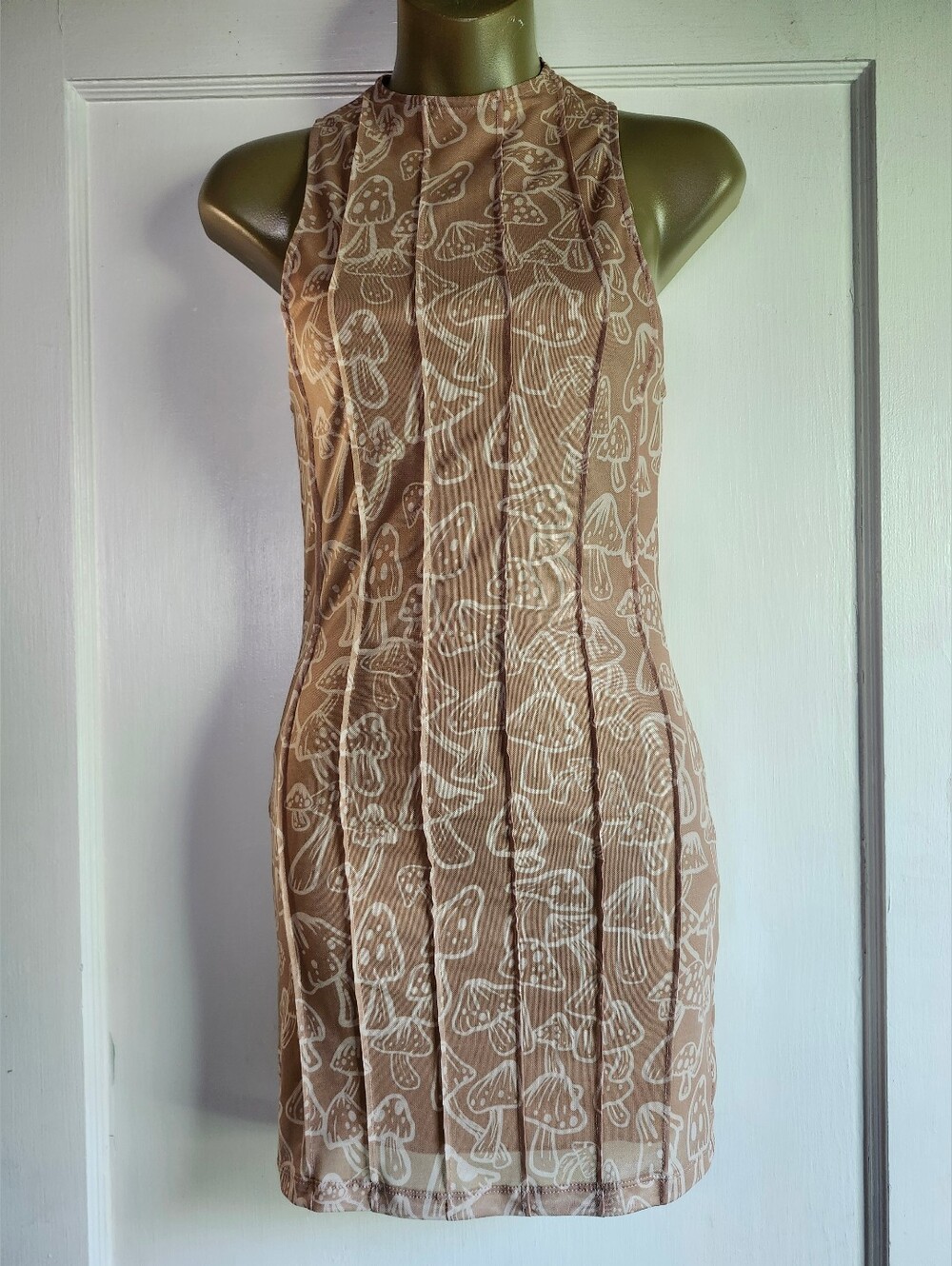 MOTEL mushroom Mesh Mini Dress NWT XS
